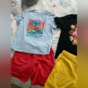 2 Kids size L 10-12 Graphic Tee and Pull On short sets
